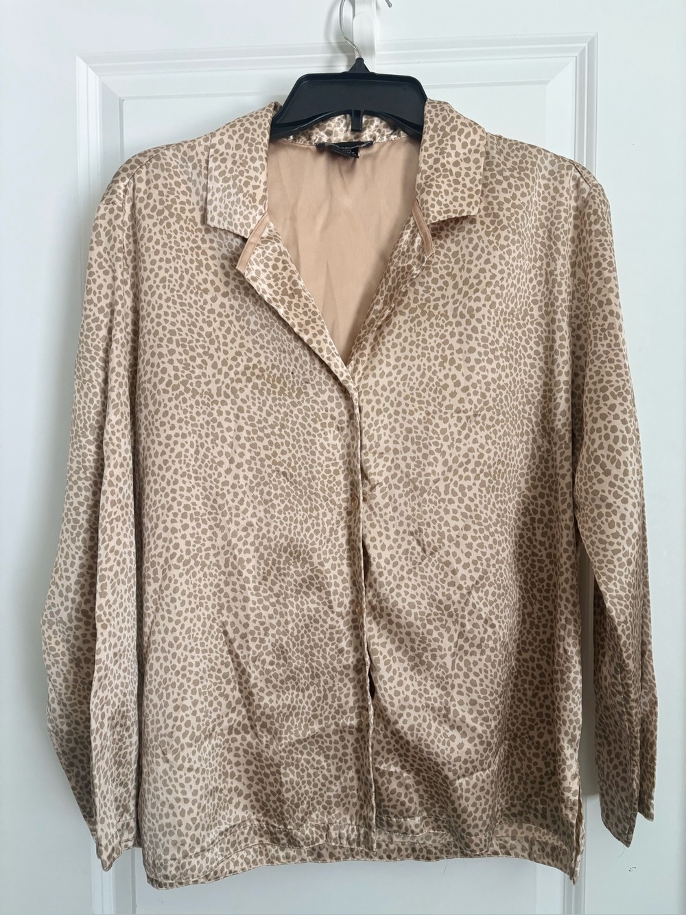 Jones New York Beige Leopard-Print Button Down Shirt
